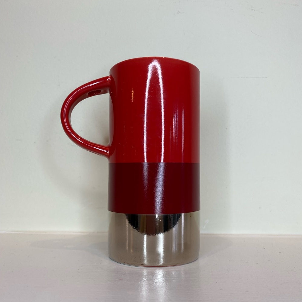 Starbucks Verismo Red & Silver Ceramic Coffee Mug 2014 edition